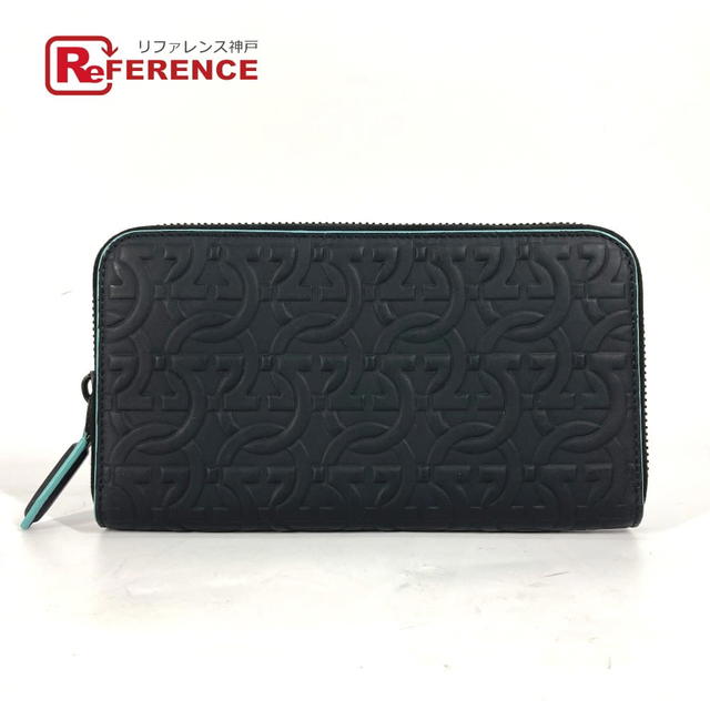 Ferragamo Salvatore Ferragamo Long wallet Gancini Zip Around Long Wallet Black/Light blue - view 1