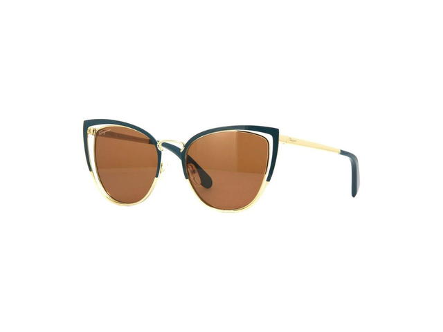 Ferragamo Salvatore Ferragamo SF183S Sunglasses In Petrol And Gold Frame With Brown Lenses - view 1
