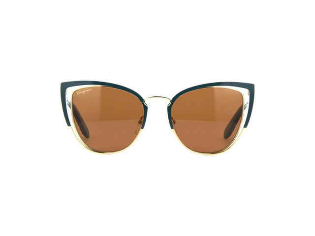 Ferragamo Salvatore Ferragamo SF183S Sunglasses In Petrol And Gold Frame With Brown Lenses - view 2
