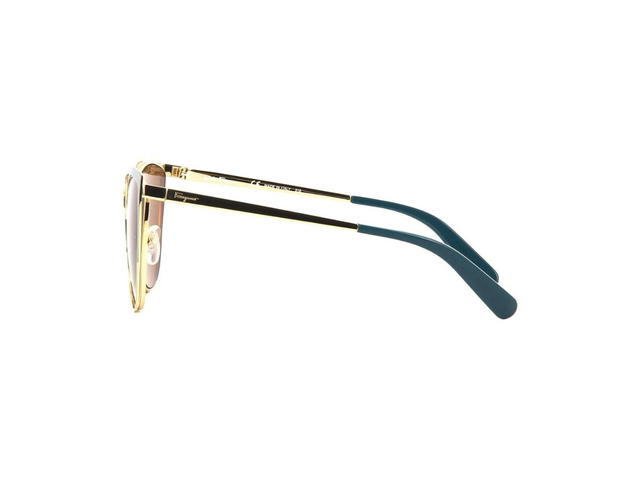 Ferragamo Salvatore Ferragamo SF183S Sunglasses In Petrol And Gold Frame With Brown Lenses - view 3