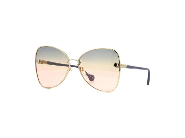 Ferragamo Salvatore Ferragamo SF184S Sunglasses In Gold And Purple Frame With Blue To Pink Gradient Lenses - view 1