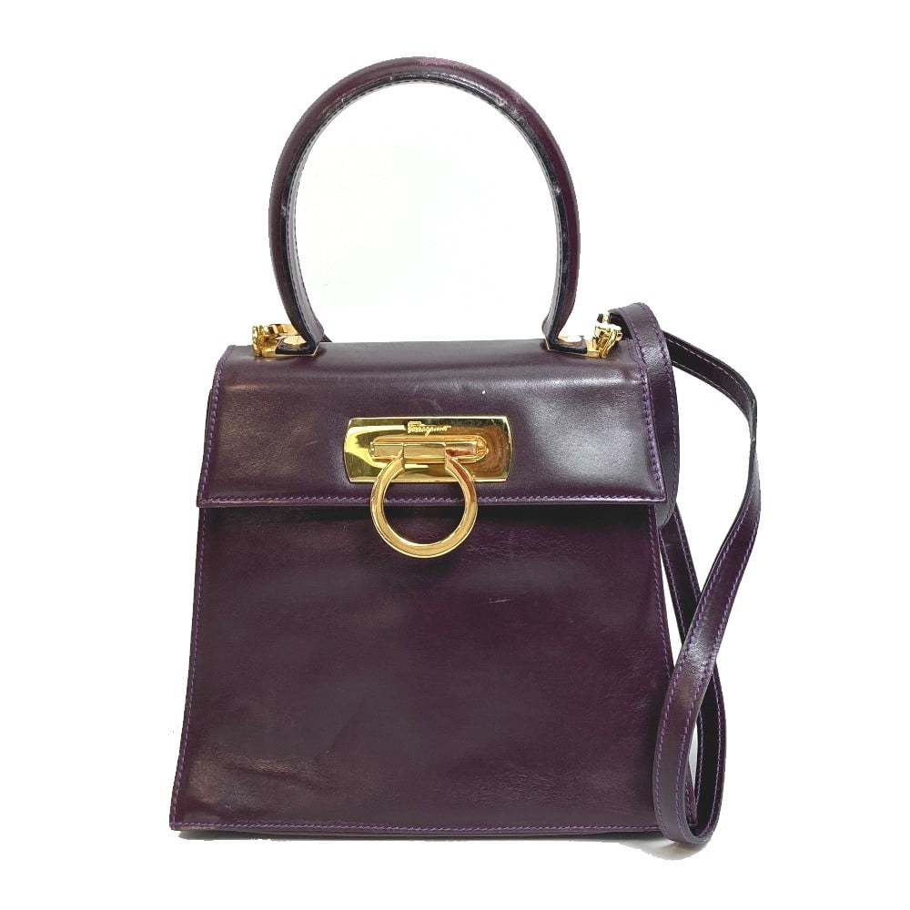 Ferragamo Salvatore Ferragamo Vala Gancini 2WAY Shoulder Bag Hand Bag Leather purple