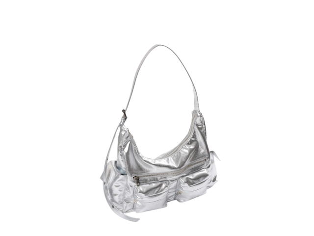 Samo Ondoh Samo Ondoh Pocket Mug Bag L In Nappa Leather Silver - view 2