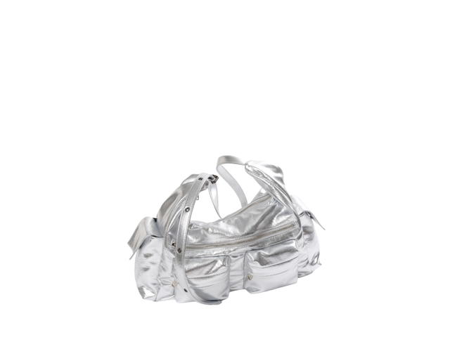 Samo Ondoh Samo Ondoh Pocket Mug Bag L In Nappa Leather Silver - view 3
