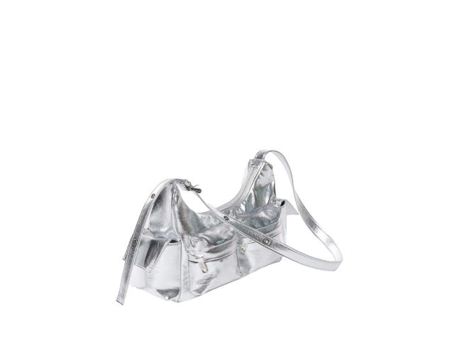 Samo Ondoh Samo Ondoh Pocket Mug Bag M In Nappa Leather Silver - view 3