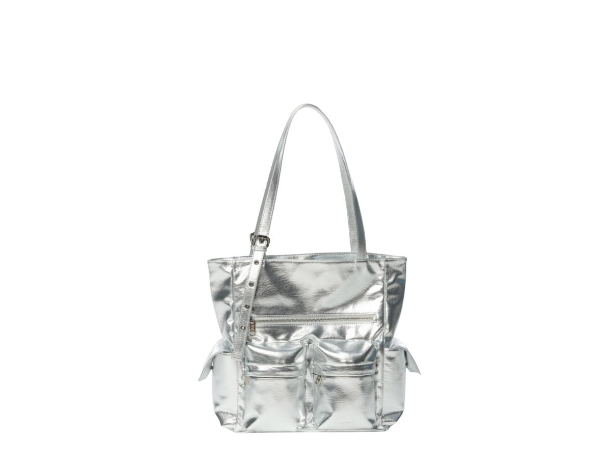 Samo Ondoh Samo Ondoh Pocket Shopper Bag L In Nappa Leather Silver