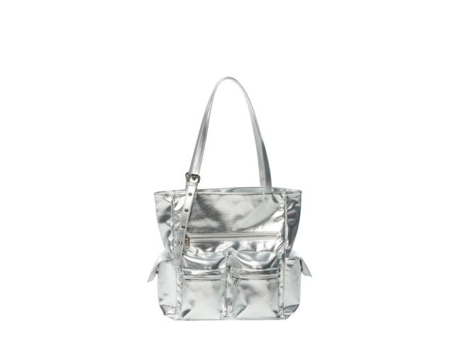 Samo Ondoh Samo Ondoh Pocket Shopper Bag L In Nappa Leather Silver - view 1