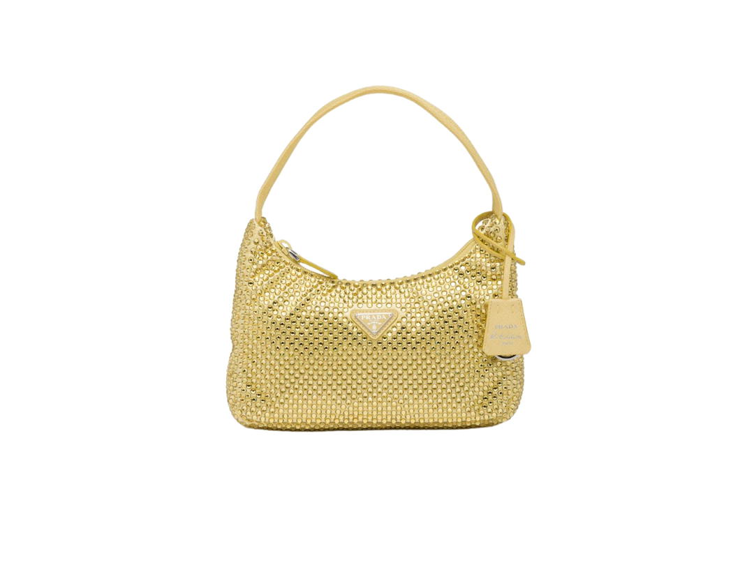 Prada Prada Satin Mini-Bag With Crystals And Enameled Metal Triangle Logo Pineapple