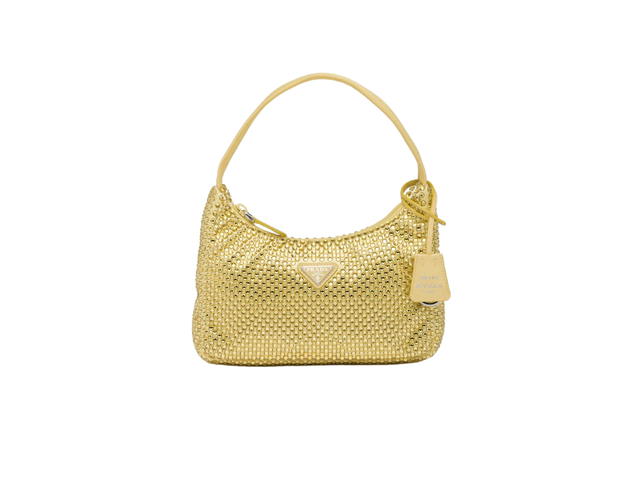 Prada Prada Satin Mini-Bag With Crystals And Enameled Metal Triangle Logo Pineapple - view 1