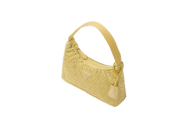 Prada Prada Satin Mini-Bag With Crystals And Enameled Metal Triangle Logo Pineapple - view 3
