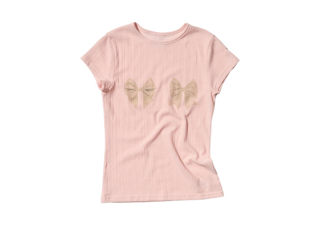Sculptor Sculptor Bow Bow Baby Tee Peach Fuzz
