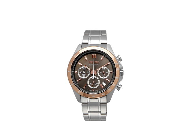 Seiko Seiko Chronograph In Stainless Steel 41 mm With Brown-pink gold-silver - view 1