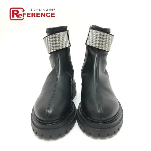 Buy Sergio Rossi B07680-MFL190 Rhinestone Band angle boots Leather Black Unused at Sasom – Authentic and Ready to Ship