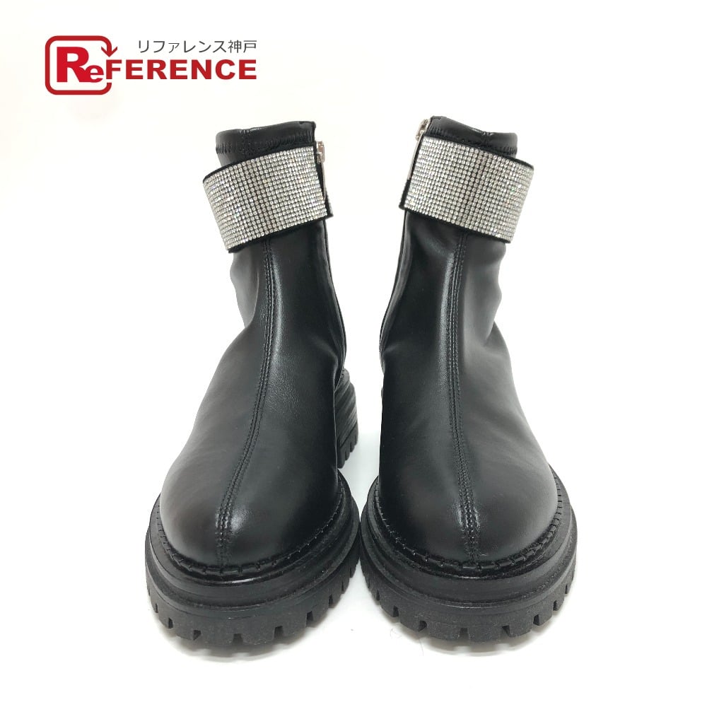 Sergio Rossi Sergio Rossi B07680-MFL190 Rhinestone Band angle boots Leather Black Unused