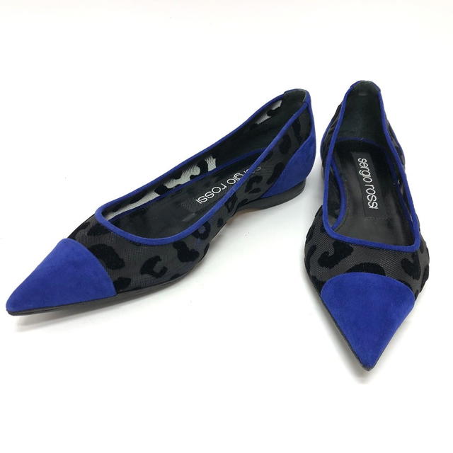 Sergio Rossi Sergio Rossi Leopard Mesh flat pumps suede blue Unused - view 2