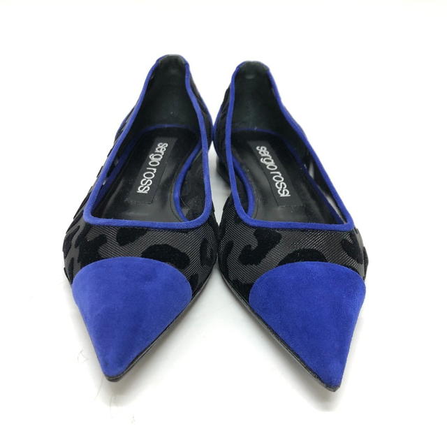 Sergio Rossi Sergio Rossi Leopard Mesh flat pumps suede blue Unused - view 3