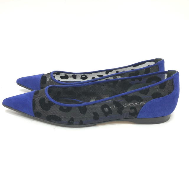 Sergio Rossi Sergio Rossi Leopard Mesh flat pumps suede blue Unused - view 5