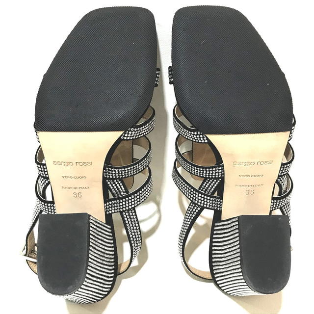 Sergio Rossi SERGIO ROSSI Studs SR Demetra Sandals Black x Silver Suede A83650 - view 4