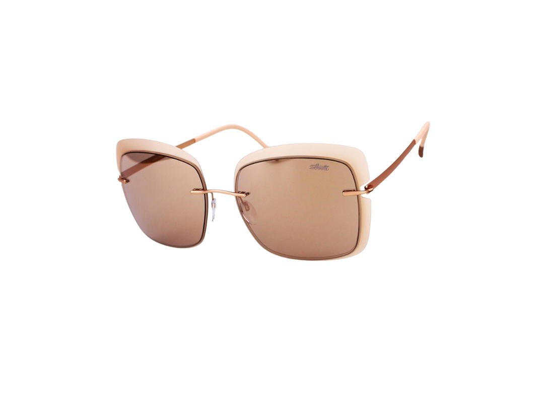 Silhouette Silhouette 8165 Sunglasses In Milky Nude Titanium With Rose Gold Lens