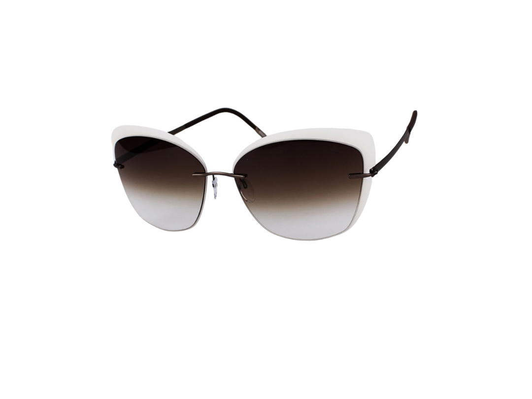 Silhouette Silhouette 8166 Sunglasses In Milky Ivory Titanium With Brown Gradient Lens