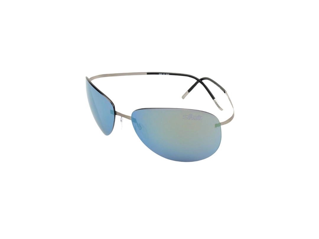 Silhouette Silhouette 8680 Sunglasses In Silver Titanium With Blue Lens