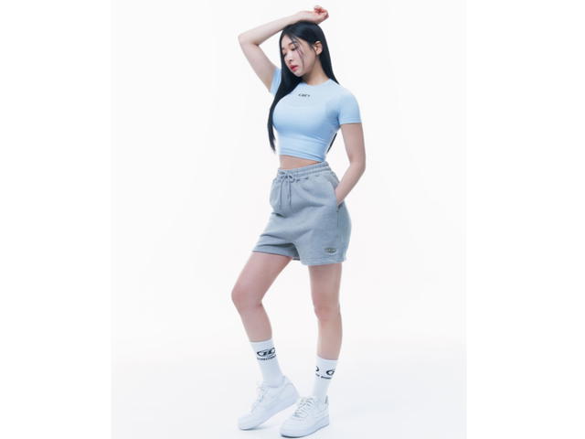 Borntowin Borntowin Silver B Modal Crop T-Shirts Sky Blue - view 3