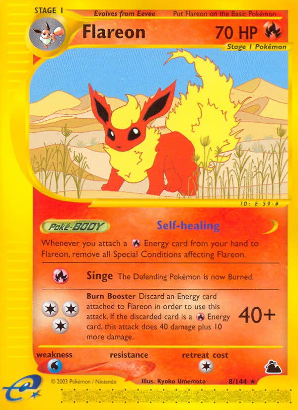 Pokemon Pokemon Flareon R [SK 8/144] E-Card "Skyridge" [ReverseHolo] (EN)