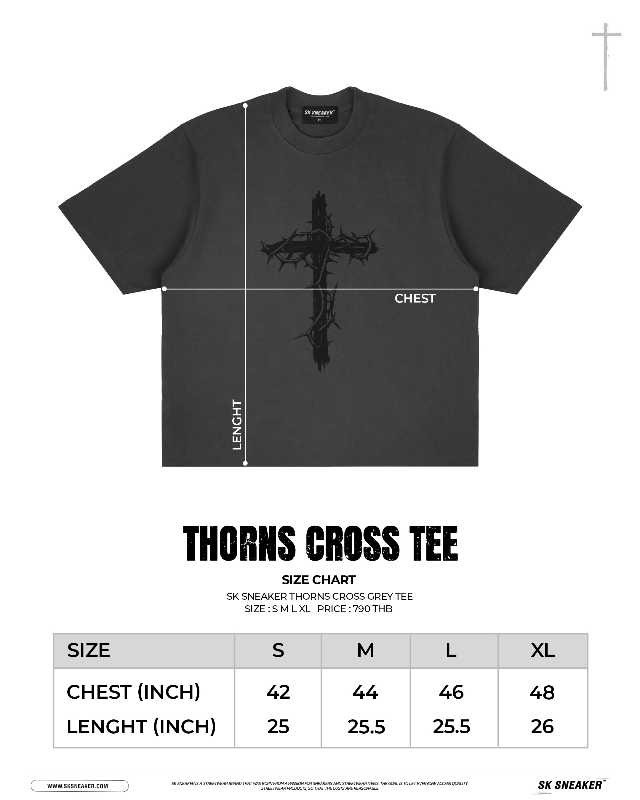 SK SNEAKER SK SNEAKER THORNS CROSS GREY TEE - view 6