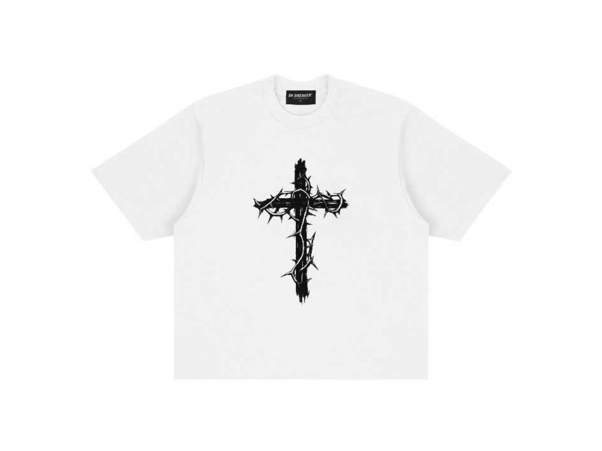 SK SNEAKER SK SNEAKER THORNS CROSS WHITE TEE