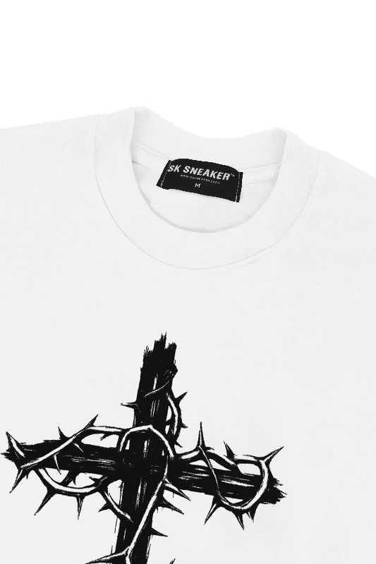 SK SNEAKER SK SNEAKER THORNS CROSS WHITE TEE - view 4