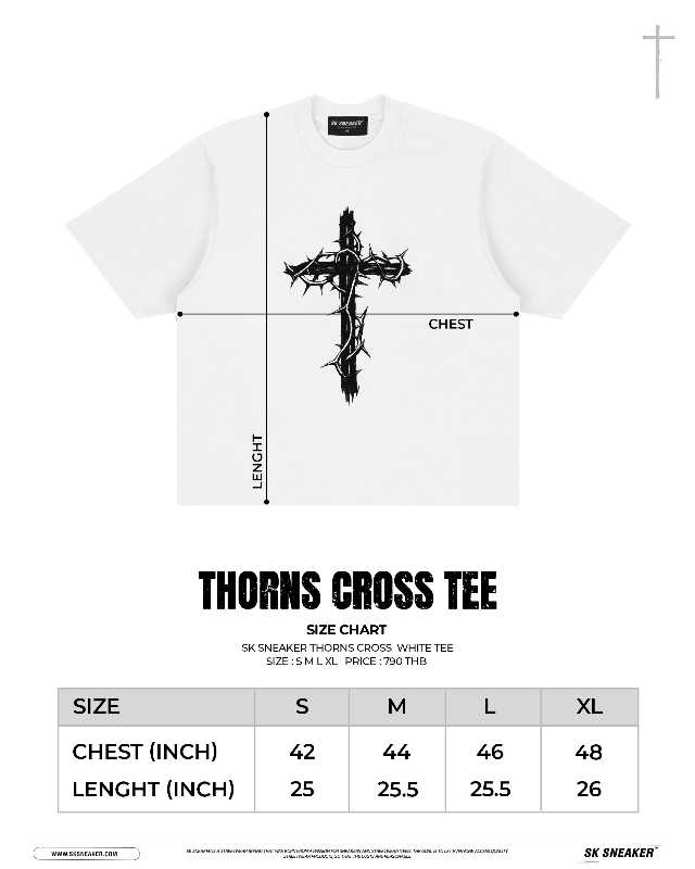 SK SNEAKER SK SNEAKER THORNS CROSS WHITE TEE - view 6