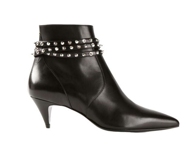 Saint Laurent Saint Laurent Cat Boot 50 Studded Strap Boot In Black Calfskin With Silver Hardware (Women's) - view 1