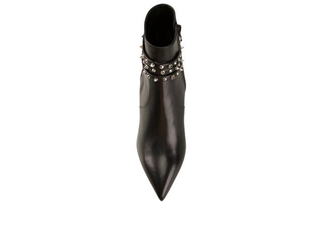 Saint Laurent Saint Laurent Cat Boot 50 Studded Strap Boot In Black Calfskin With Silver Hardware (Women's) - view 2