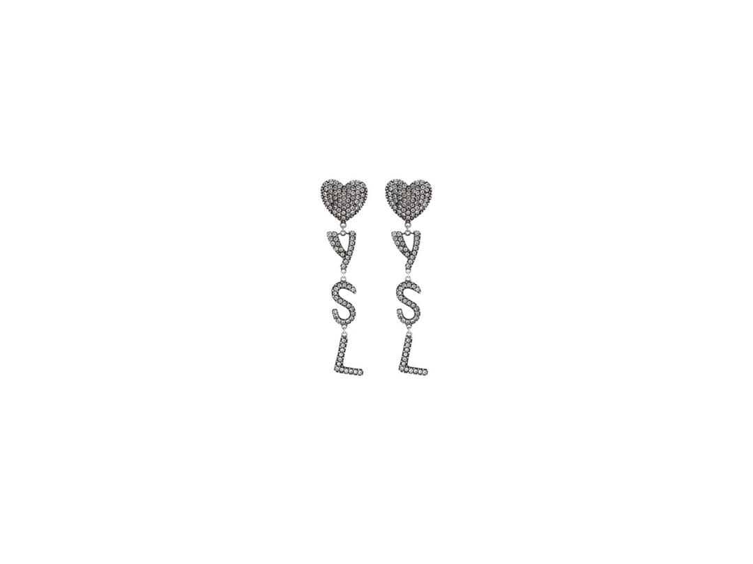 Saint Laurent Saint Laurent Opyum Heart Earrings Sliver