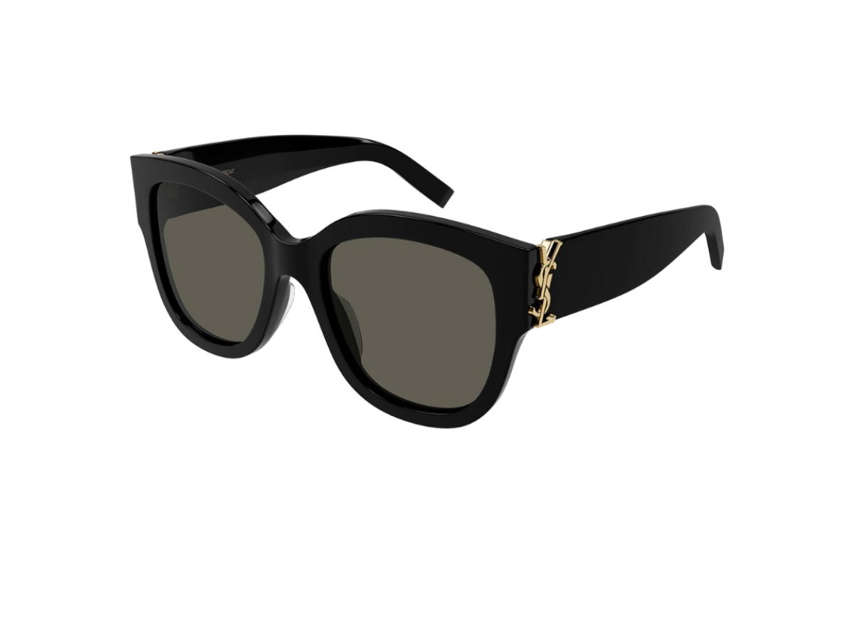Saint Laurent Saint Laurent Acetate Square Sunglasses In Black Frame With Dark Grey Lens