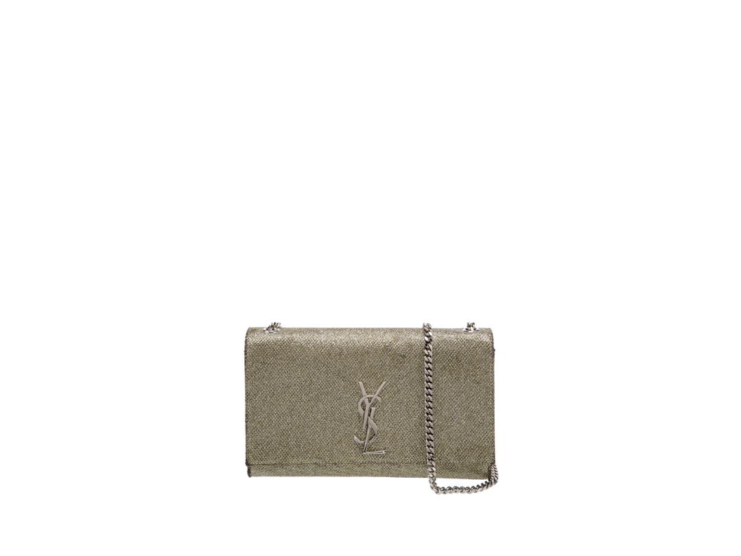 Saint Laurent Saint Laurent Monogram Glitter Kate Crossbody Bag Gold Metallic