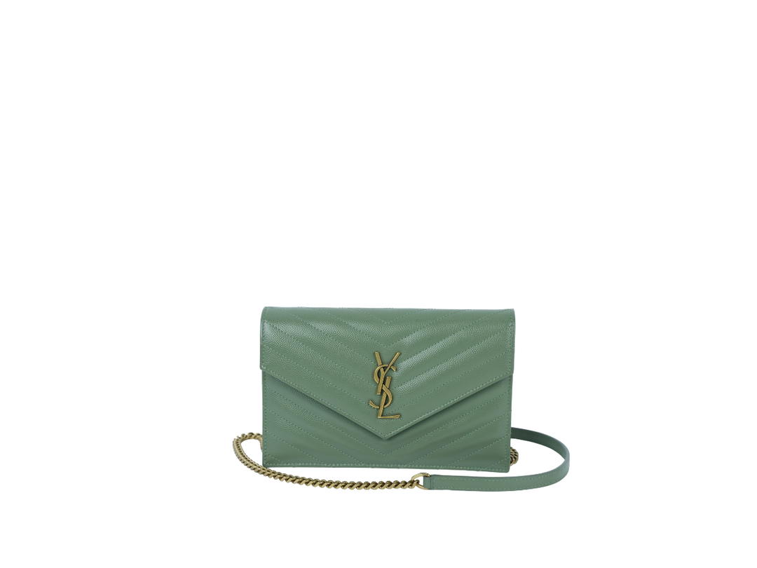 Saint Laurent Saint Laurent WOC 7.5 Envelope Chain Wallet Light Green