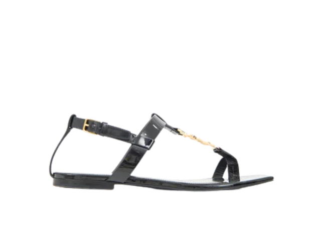 Saint Laurent Saint Laurent Patent Cassandra Logo Sandal Black (Women's) - view 1