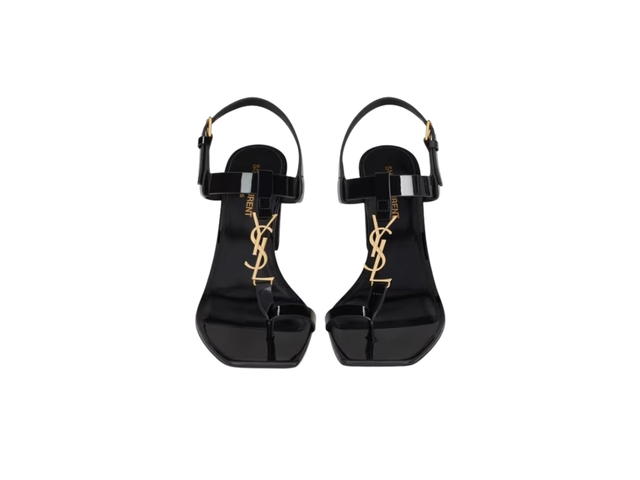 Saint Laurent Saint Laurent Patent Cassandra Logo Sandal Black (Women's) - view 2