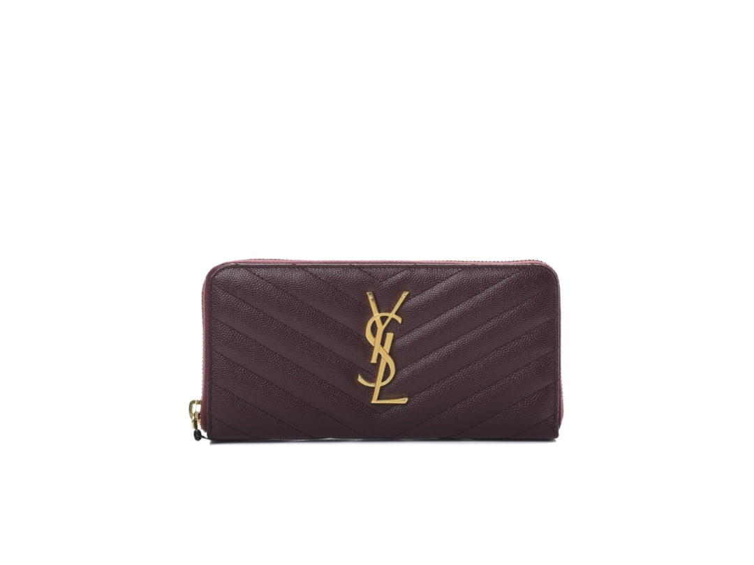 Saint Laurent Saint Laurent Matelasse In Grain De Poudre Matelasse Chevron Monogram With Gold Hardware Dark Legion Red