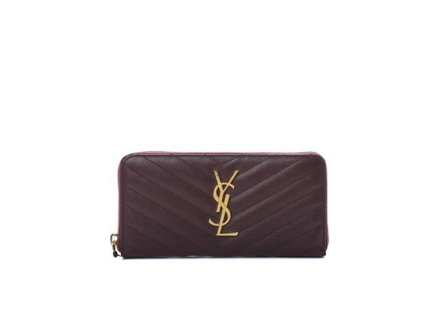 Saint Laurent Saint Laurent Matelasse In Grain De Poudre Matelasse Chevron Monogram With Gold Hardware Dark Legion Red - view 1