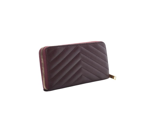 Saint Laurent Saint Laurent Matelasse In Grain De Poudre Matelasse Chevron Monogram With Gold Hardware Dark Legion Red - view 2