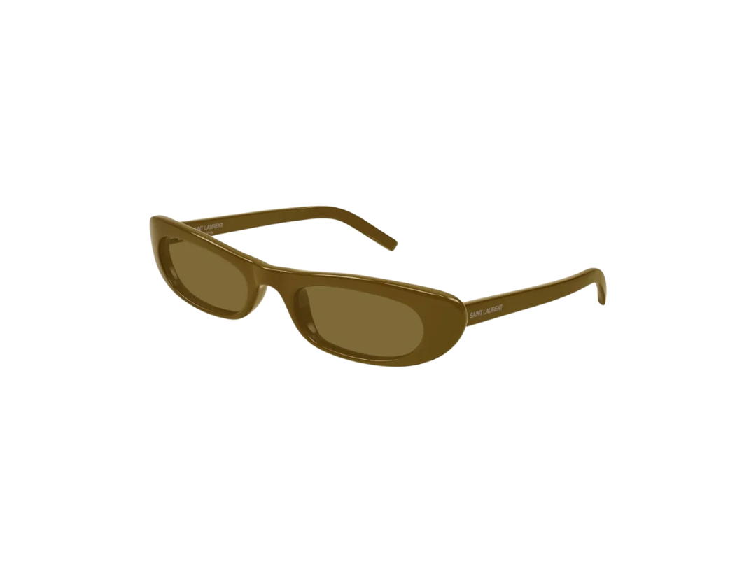 Saint Laurent Saint Laurent Oval Frame Sunglasses Olive Green