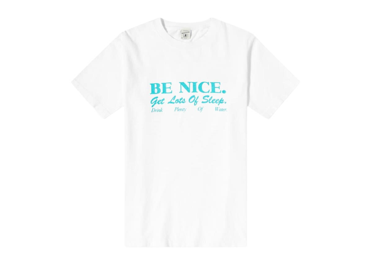 Sporty & Rich Sporty & Rich Be Nice Tee White and Teal