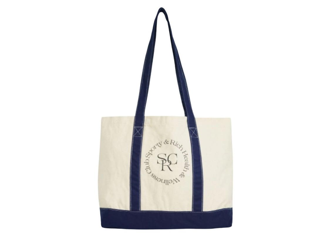 Sporty & Rich Sporty & Rich Carolyn Logo Tote Bag Navy Blue