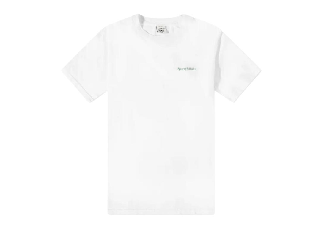 Sporty & Rich Sporty & Rich Health Is Wealth Tee - End. Exclusive White and Kelly