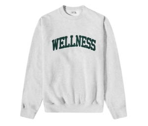 Buy Sporty & Rich Wellness Boucle Crew Sweat Heather Grey and Forest at Sasom – Authentic and Ready to Ship