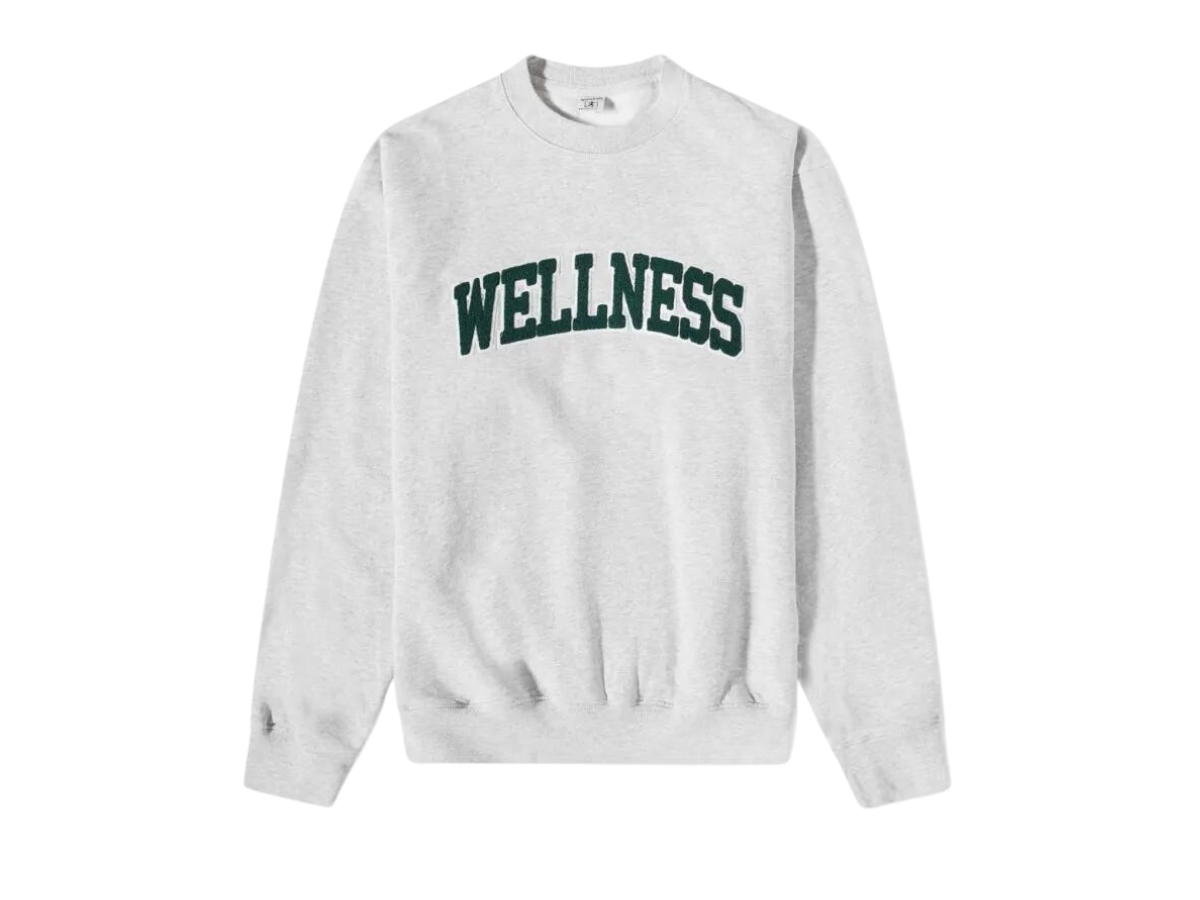 Sporty & Rich Sporty & Rich Wellness Boucle Crew Sweat Heather Grey and Forest