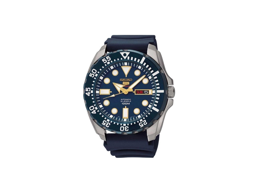 Seiko Seiko Sports 5 Watch Timepiece Classic Vintage Blue Gold