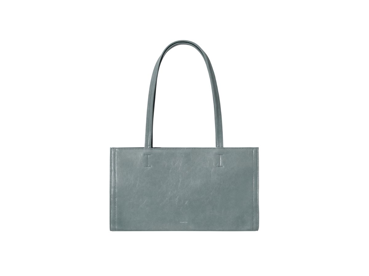 Stand Oil Stand Oil Oblong Bag In Vegan Leather Denim Blue